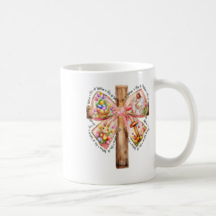 He Is Risen Jesus Coquette Bow Easter Cross Women Coffee Mug