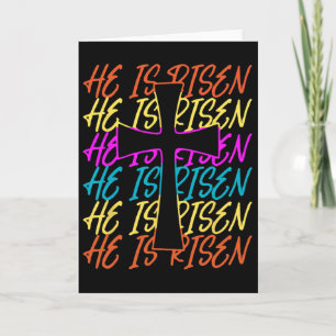 He Is Risen Jesus Cross Religious Christian Easter Card