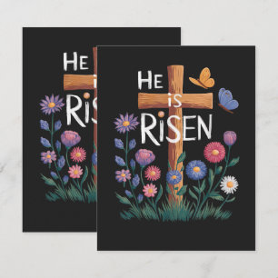 He Is Risen Jesus Floral Christian Easter Card