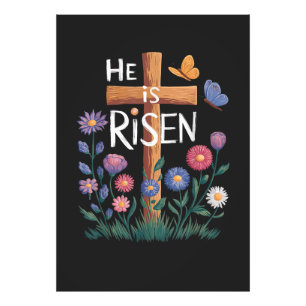 He Is Risen Jesus Floral Christian Easter Photo Print