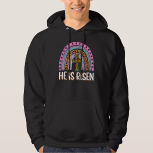 He Is Risen Leopard Rainbow Christian Jesus Happy Hoodie