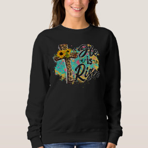 He Is Risen Leopard Rainbow Christian Jesus Happy  Sweatshirt