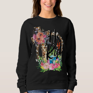 He Is Risen Leopard Rainbow Christian Jesus Happy Sweatshirt