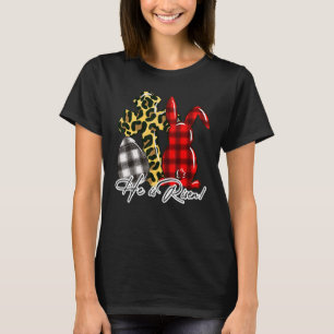 He Is Risen Leopard Rainbow Christian Jesus Happy  T-Shirt