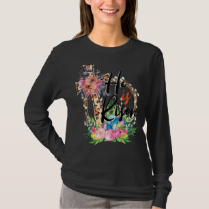 He Is Risen Leopard Rainbow Christian Jesus Happy T-Shirt