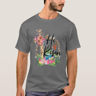 He Is Risen Leopard Rainbow Christian Jesus Happy T-Shirt