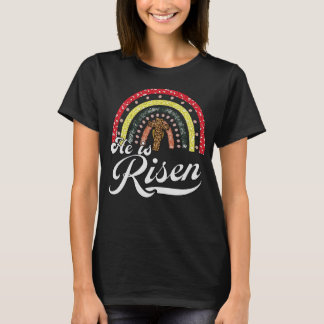 He is Risen Leopard Vintage Cross Vintage Happy Ea T-Shirt