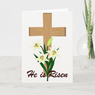 He Is Risen Lily Cross Art Card