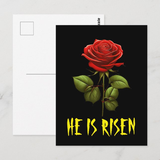 He Is Risen Matthew 28:6 Easter Red Rose Postcard (Front/Back)