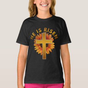 He Is Risen Matthew 28:6 Easter Sunflower T-Shirt