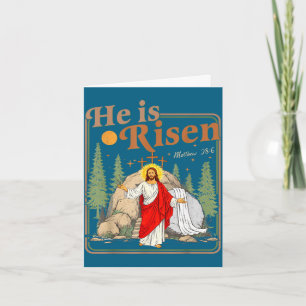 He is risen matthew 28_6 retro vintage cross happy card