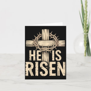 He is risen matthew 28_6 retro vintage cross happy card