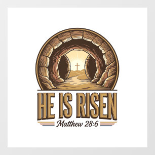 He Is Risen Matthew 28 6 Vintage Christian Design_