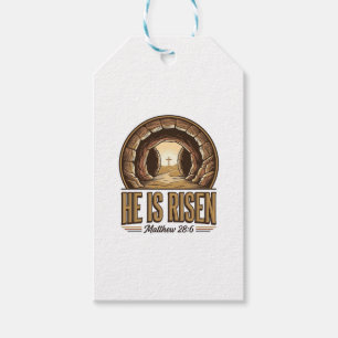 He Is Risen Matthew 28 6 Vintage Christian Design_ Gift Tags