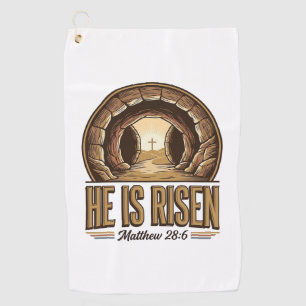He Is Risen Matthew 28 6 Vintage Christian Design_ Golf Towel