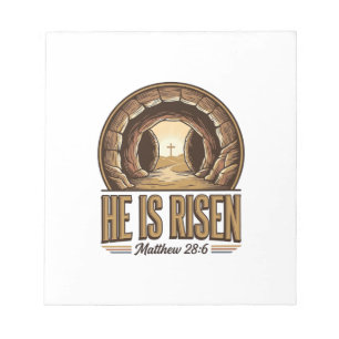 He Is Risen Matthew 28 6 Vintage Christian Design_ Notepad