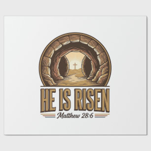 He Is Risen Matthew 28 6 Vintage Christian Design_ Wrapping Paper
