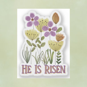 He Is Risen Modern Easter Floral Sticker