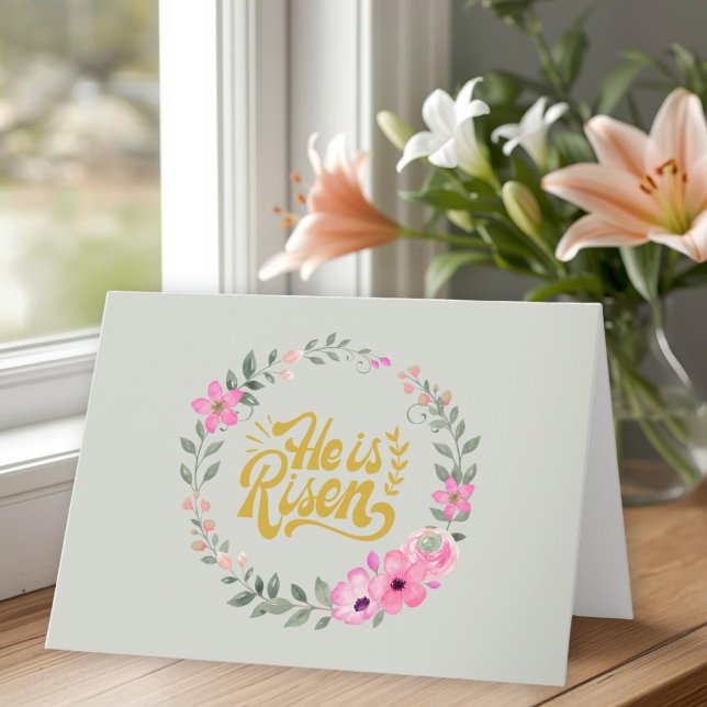 He Is Risen Personalized Christian Sweet Botanical Card (Creator Uploaded)