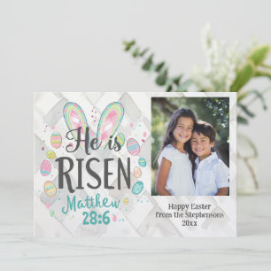 He is Risen, Photo Christian Easter Jesus Bible Holiday Card