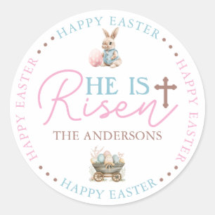 He is Risen Pink & Blue Sticker