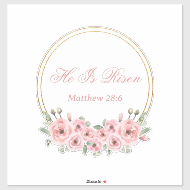 He Is Risen Pink Floral Easter Stickers  (Sheet)