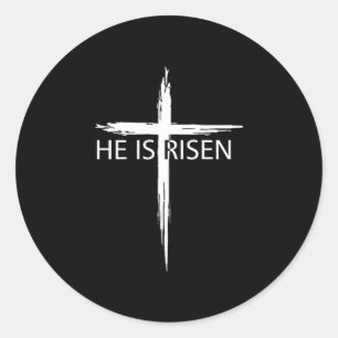 He is risen pocket christian easter jesus religiou classic round sticker