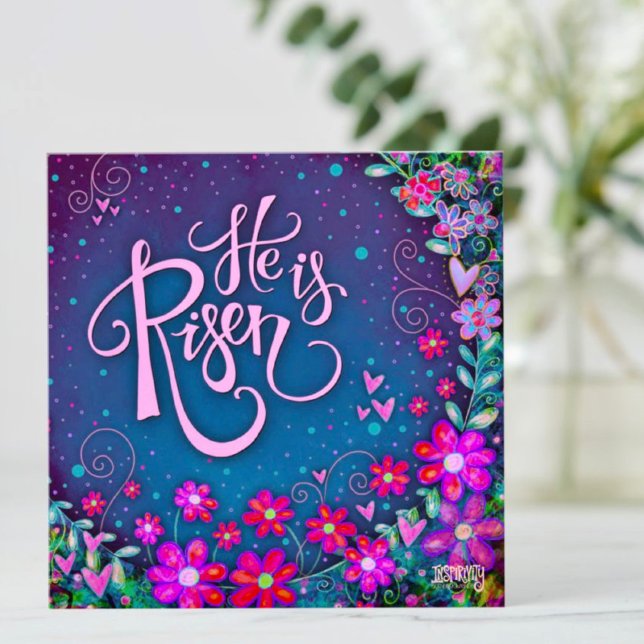 He is Risen Pretty Floral Easter Card (Creator Uploaded)