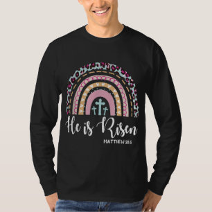 He Is Risen Rainbow Leopard Happy Easter Day Chris T-Shirt