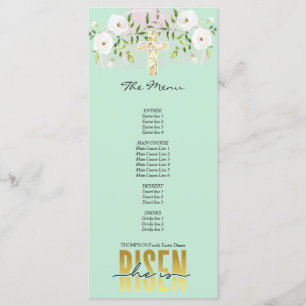 He Is Risen Religious Christian Quote Mint Easter Menu
