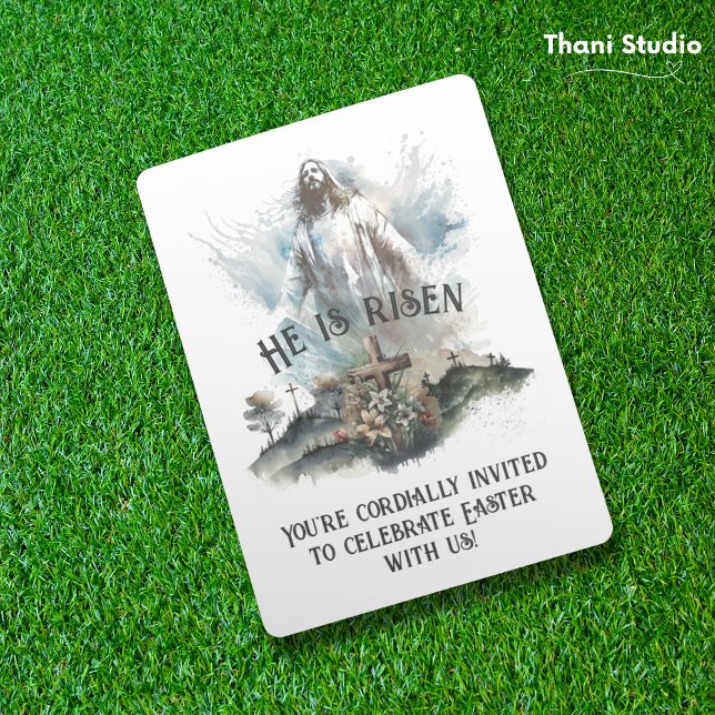 He is Risen Religious Easter Christian Cross Invitation (Creator Uploaded)