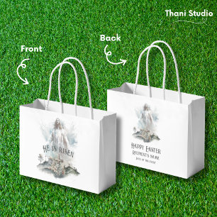 He is Risen Religious Easter Christian Cross Large Gift Bag