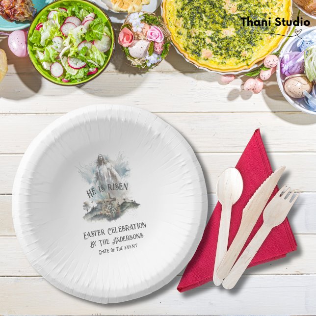 He is Risen Religious Easter Christian Cross Paper Plate (Creator Uploaded)