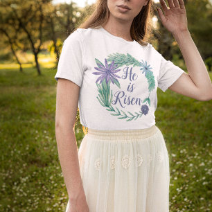 He is Risen Religious Easter Floral Christian T-Shirt
