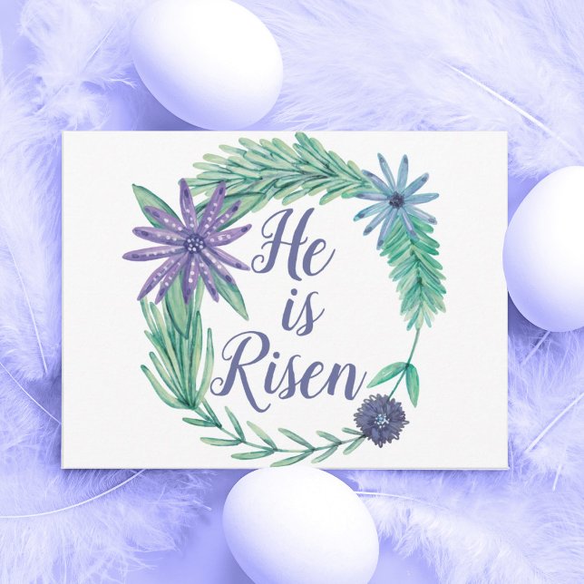 He is Risen Religious Easter Floral Postcard (Creator Uploaded)