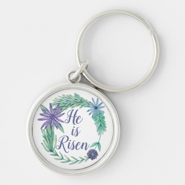 He is Risen Religious Easter Gift Key Ring (Front)
