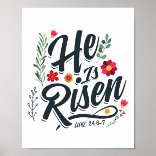 He Is Risen Religious Easter Shirt Ressurection Ch Poster