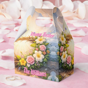 He Is Risen Religious Floral Crown Personalized Favour Box