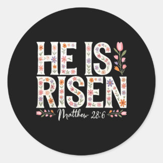 He is Risen Retro Floral Christian Classic Round Sticker