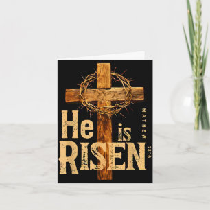 He is risen retro vintage cross happy easter card
