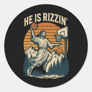 He Is Risen Rizzin Easter Christian Faith Jesus Ba Classic Round Sticker