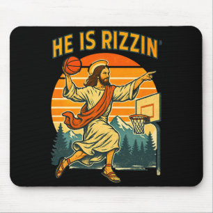 He is risen rizzin easter christian faith jesus ba mouse pad