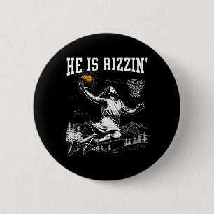 He Is Risen Rizzin' Easter Jesus Christian Faith B 6 Cm Round Badge