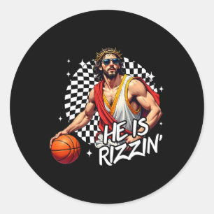 He Is Risen Rizzin' Easter Jesus Christian Faith B Classic Round Sticker