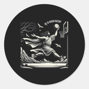 He Is Risen Rizzin' Easter Jesus Christian Faith B Classic Round Sticker