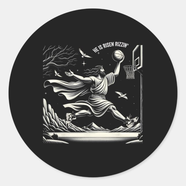 He Is Risen Rizzin' Easter Jesus Christian Faith B Classic Round Sticker (Front)