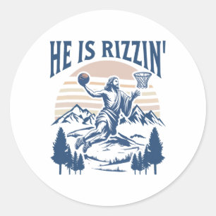 He Is Risen Rizzin' Easter Jesus Christian Faith B Classic Round Sticker