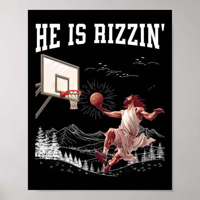 He Is Risen Rizzin' Easter Jesus Christian Faith S Poster (Front)