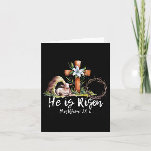 He Is Risen Sheep Lamb Cross Jesus Christian Easte Card