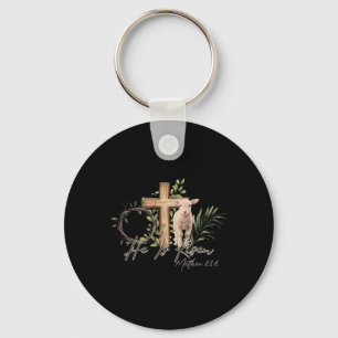 He Is Risen Sheep Lamb Cross Jesus Christian Easte Key Ring